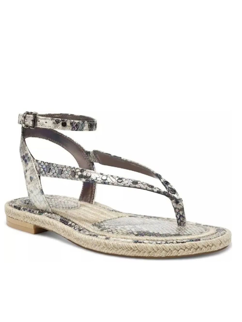Vince Camuto Kelmia Snake Print Leather Espadrille Thong Sandals Size 9